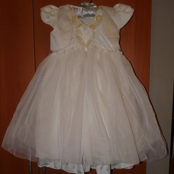 NWT sz 4T cream dress 5 layers of tulle w/ shrug - Picture 1 of 6